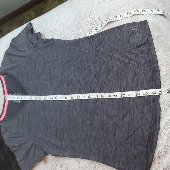 DANSKIN NOW Womens Greystone Heather V-Neck SSleeve Semi-Fitted T-Shirt-EC-Sz L - Picture 16 of 16